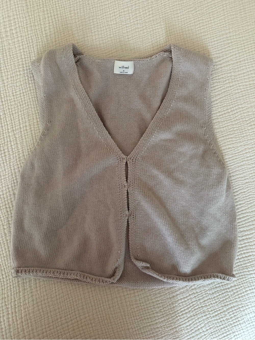 Wilfred Taupe cotton charm basque Knit V-Neck Sweater Vest